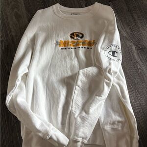 Champion White Mizzou Crewneck Sweater